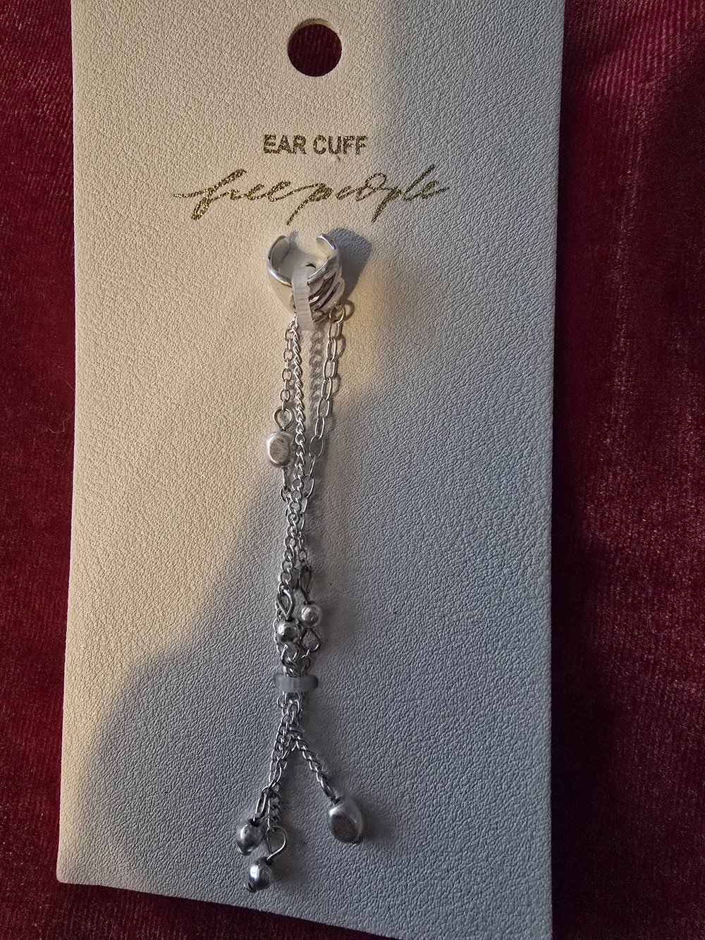 Free People Silver Chain Ear Cuff with Dangle Charms